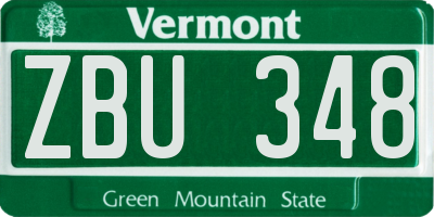 VT license plate ZBU348