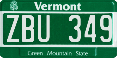 VT license plate ZBU349