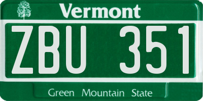 VT license plate ZBU351