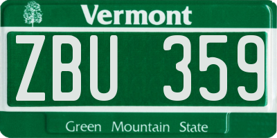 VT license plate ZBU359