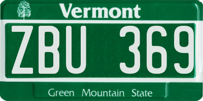 VT license plate ZBU369