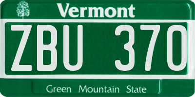 VT license plate ZBU370