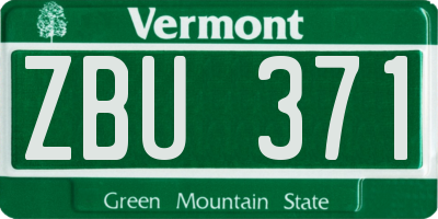 VT license plate ZBU371