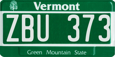 VT license plate ZBU373