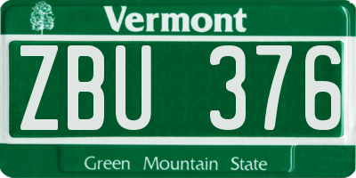 VT license plate ZBU376