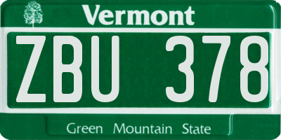 VT license plate ZBU378