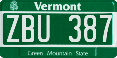 VT license plate ZBU387