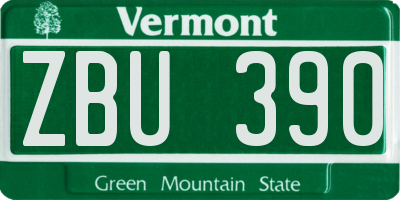 VT license plate ZBU390