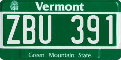 VT license plate ZBU391
