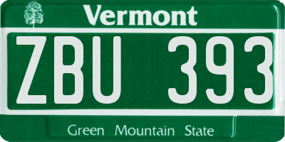 VT license plate ZBU393