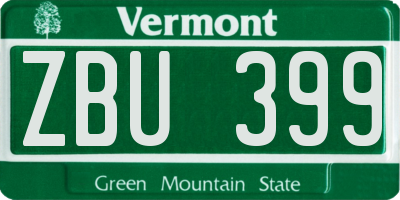 VT license plate ZBU399