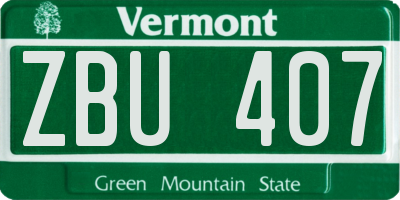 VT license plate ZBU407