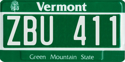 VT license plate ZBU411