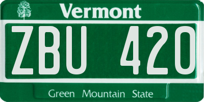 VT license plate ZBU420