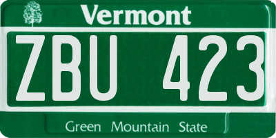 VT license plate ZBU423
