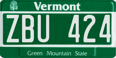VT license plate ZBU424
