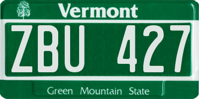 VT license plate ZBU427