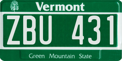 VT license plate ZBU431