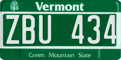 VT license plate ZBU434