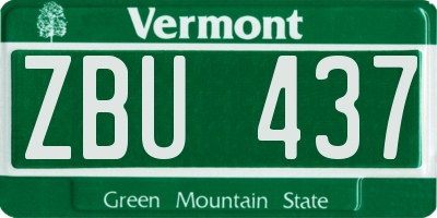 VT license plate ZBU437