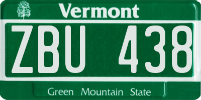 VT license plate ZBU438