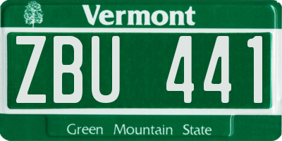 VT license plate ZBU441
