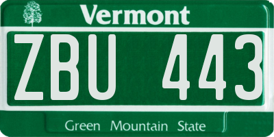 VT license plate ZBU443