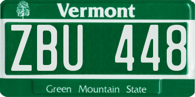 VT license plate ZBU448