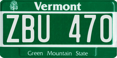VT license plate ZBU470