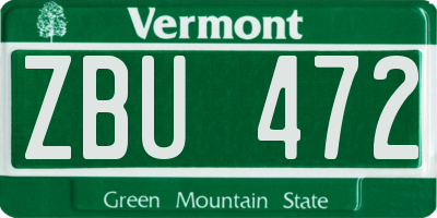 VT license plate ZBU472