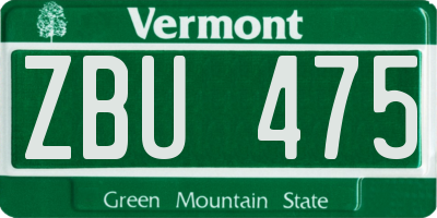 VT license plate ZBU475