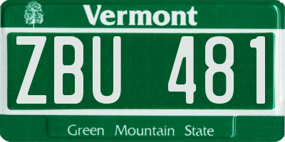 VT license plate ZBU481