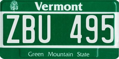 VT license plate ZBU495