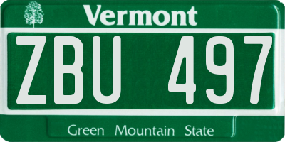VT license plate ZBU497