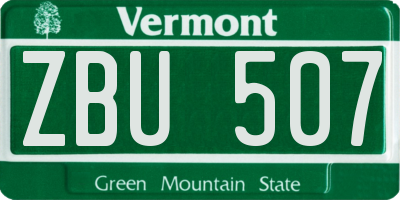 VT license plate ZBU507