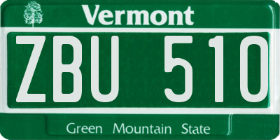 VT license plate ZBU510
