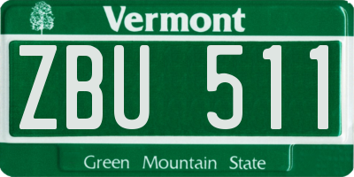 VT license plate ZBU511