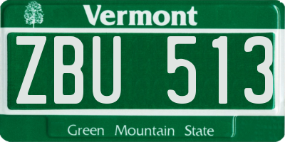 VT license plate ZBU513