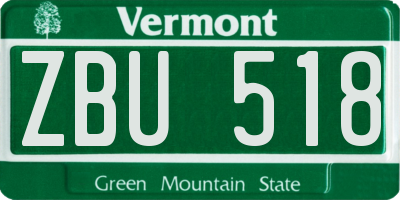 VT license plate ZBU518