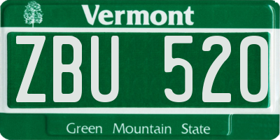 VT license plate ZBU520
