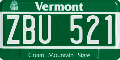VT license plate ZBU521