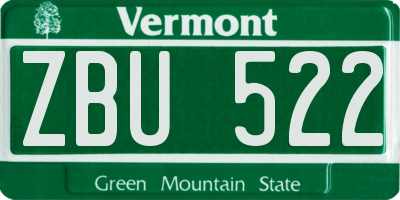 VT license plate ZBU522