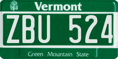 VT license plate ZBU524