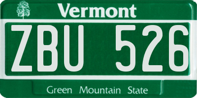 VT license plate ZBU526