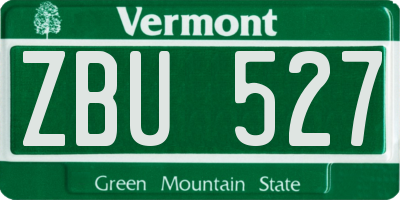 VT license plate ZBU527