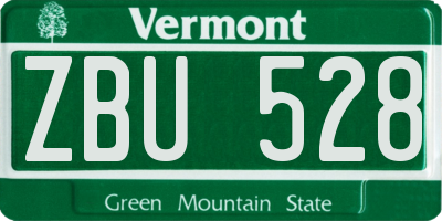 VT license plate ZBU528