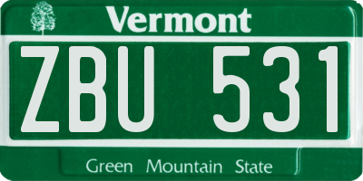 VT license plate ZBU531