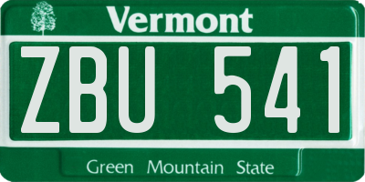 VT license plate ZBU541