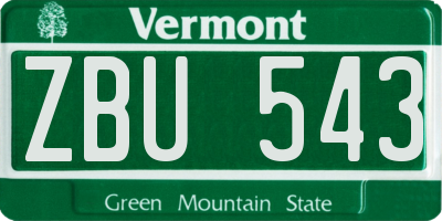 VT license plate ZBU543