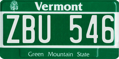 VT license plate ZBU546